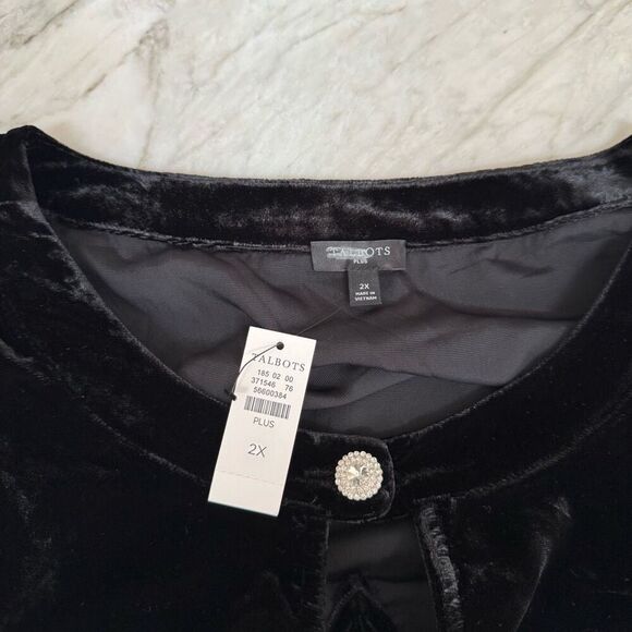 Talbots EFFORTLESS black VELVET TOP blouse size 2X NWT - Picture 7 of 12